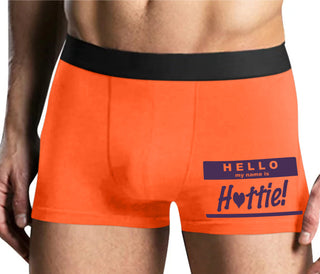 Hello My Name Is Hottie - Mens Orange Boxer Brief