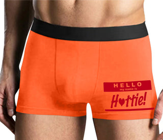 Hello My Name Is Hottie - Mens Orange Boxer Brief