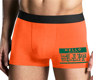 Hello My Name Is Slut - Mens Orange Boxer Brief