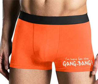 Here for the Gang Bang - Mens Orange Boxer Brief