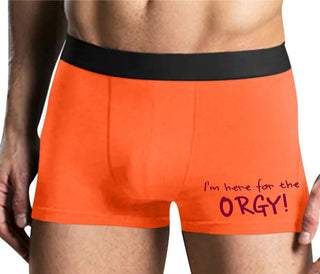 Here for the Orgy - Mens Orange Boxer Brief