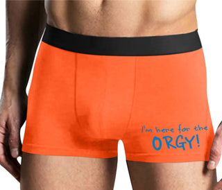 Here for the Orgy - Mens Orange Boxer Brief