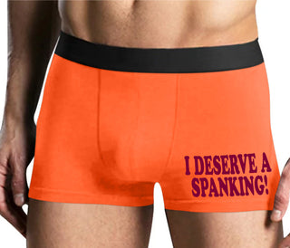 I Deserve A Spanking - Mens Orange Boxer Brief