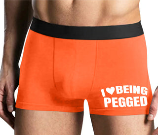 I Love Being Pegged - Mens Orange Boxer Brief