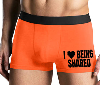 I Love Being Shared - Mens Orange Boxer Brief