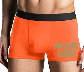 I Love Being Shared - Mens Orange Boxer Brief