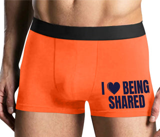 I Love Being Shared - Mens Orange Boxer Brief