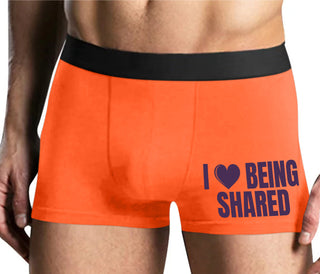 I Love Being Shared - Mens Orange Boxer Brief