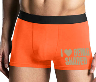 I Love Being Shared - Mens Orange Boxer Brief