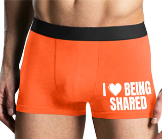 I Love Being Shared - Mens Orange Boxer Brief
