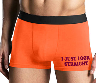 I Just Look Straight - Mens Orange Boxer Brief