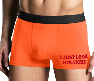 I Just Look Straight - Mens Orange Boxer Brief