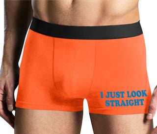 I Just Look Straight - Mens Orange Boxer Brief