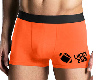 Lucky Pair - Football - Mens Orange Boxer Brief