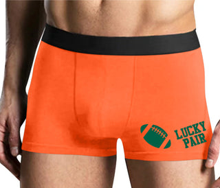 Lucky Pair - Football - Mens Orange Boxer Brief