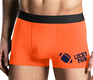 Lucky Pair - Football - Mens Orange Boxer Brief