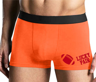 Lucky Pair - Football - Mens Orange Boxer Brief