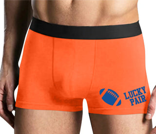 Lucky Pair - Football - Mens Orange Boxer Brief