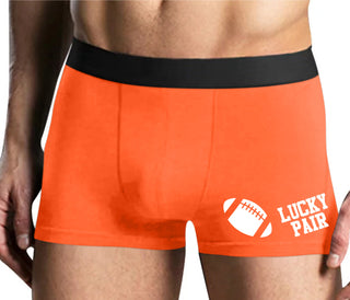 Lucky Pair - Football - Mens Orange Boxer Brief