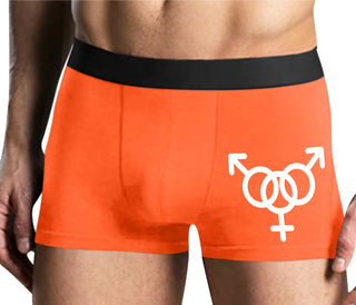 MMF Threesome - Mens Orange Boxer Brief