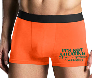 It’s Not Cheating If My Boyfriend Watches - Mens Orange Boxer Brief
