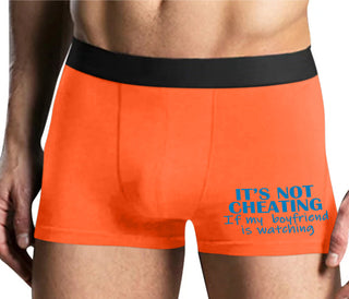 It’s Not Cheating If My Boyfriend Watches - Mens Orange Boxer Brief