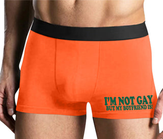 I'm Not Gay But My Boyfriend Is - Mens Orange Boxer Brief