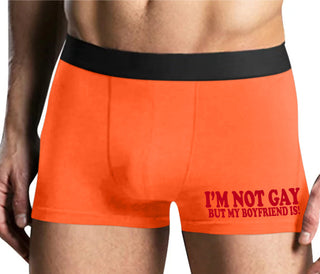 I'm Not Gay But My Boyfriend Is - Mens Orange Boxer Brief