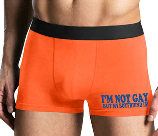 I'm Not Gay But My Boyfriend Is - Mens Orange Boxer Brief