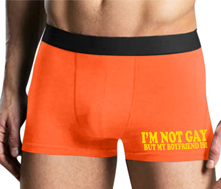 I'm Not Gay But My Boyfriend Is - Mens Orange Boxer Brief