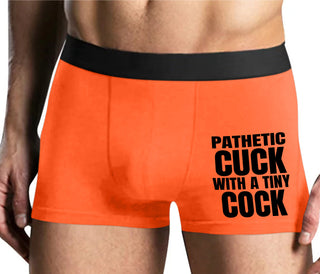 Pathetic Cuck With A Tiny Cock - Mens Orange Boxer Brief