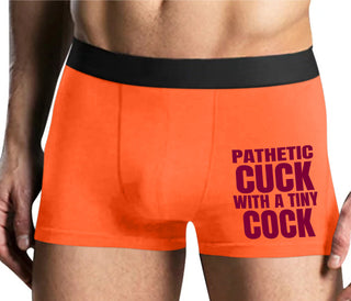 Pathetic Cuck With A Tiny Cock - Mens Orange Boxer Brief