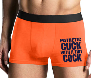 Pathetic Cuck With A Tiny Cock - Mens Orange Boxer Brief