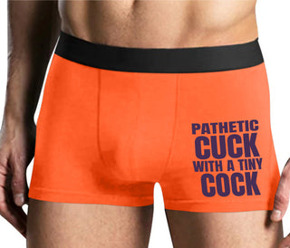 Pathetic Cuck With A Tiny Cock - Mens Orange Boxer Brief