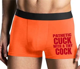 Pathetic Cuck With A Tiny Cock - Mens Orange Boxer Brief