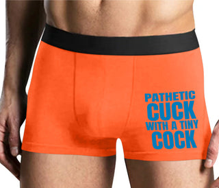 Pathetic Cuck With A Tiny Cock - Mens Orange Boxer Brief