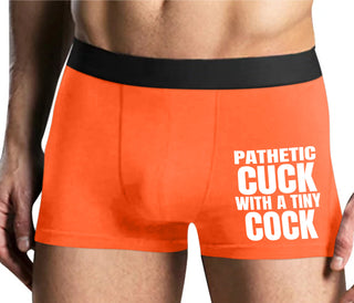 Pathetic Cuck With A Tiny Cock - Mens Orange Boxer Brief