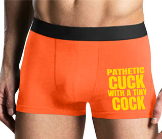 Pathetic Cuck With A Tiny Cock - Mens Orange Boxer Brief