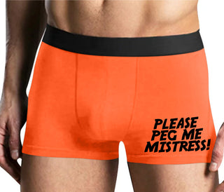 Please Peg Me Mistress - Mens Orange Boxer Brief