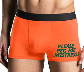 Please Peg Me Mistress - Mens Orange Boxer Brief