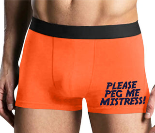 Please Peg Me Mistress - Mens Orange Boxer Brief