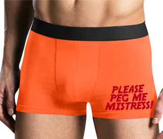 Please Peg Me Mistress - Mens Orange Boxer Brief