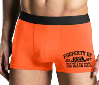 Property Of Big Black Cock - Jack Of Spades - Mens Orange Boxer Brief