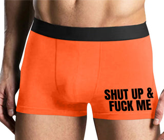 Shut Up and Fuck Me - Mens Orange Boxer Brief