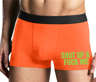 Shut Up and Fuck Me - Mens Orange Boxer Brief