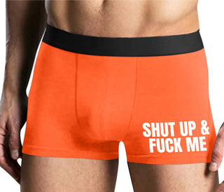 Shut Up and Fuck Me - Mens Orange Boxer Brief
