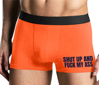 Shut Up and Fuck My Ass - Mens Orange Boxer Brief