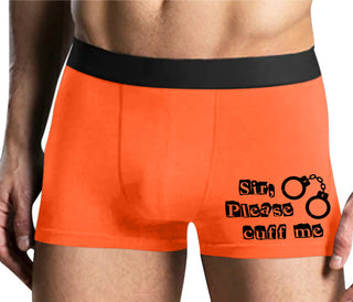 Sir Please Cuff Me - Mens Orange Boxer Brief