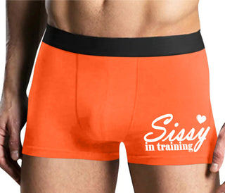Sissy In Training - Mens Orange Boxer Brief