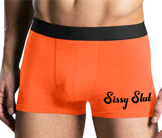Sissy Slut - Mens Orange Boxer Brief